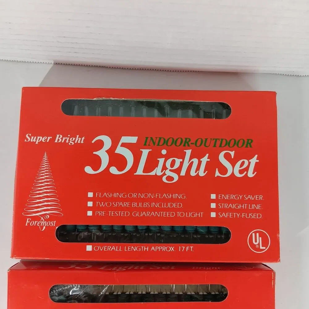 Foremost 35 Christamas String Light Set Indoor Out Lot NOS Holiday Decorations
